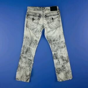 True Religion Ricky Jeans Men Size 34x33 Black Dk Antelope Classic Straight